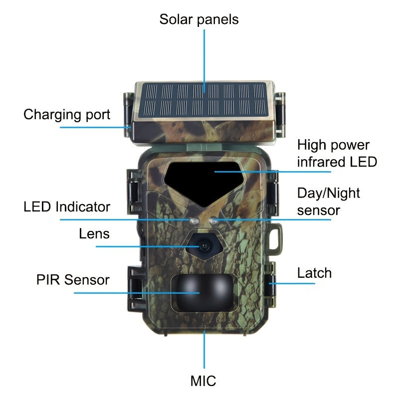 Trail Camera With Solar Panel, Live Video & Photo Game - The Great Earth Store