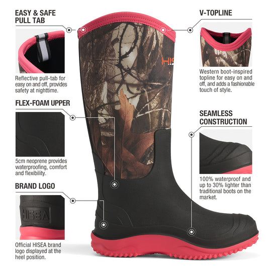 HISEA Women's Tall Waterproof Rain Boots Comfortable Neoprene - The Great Earth Store