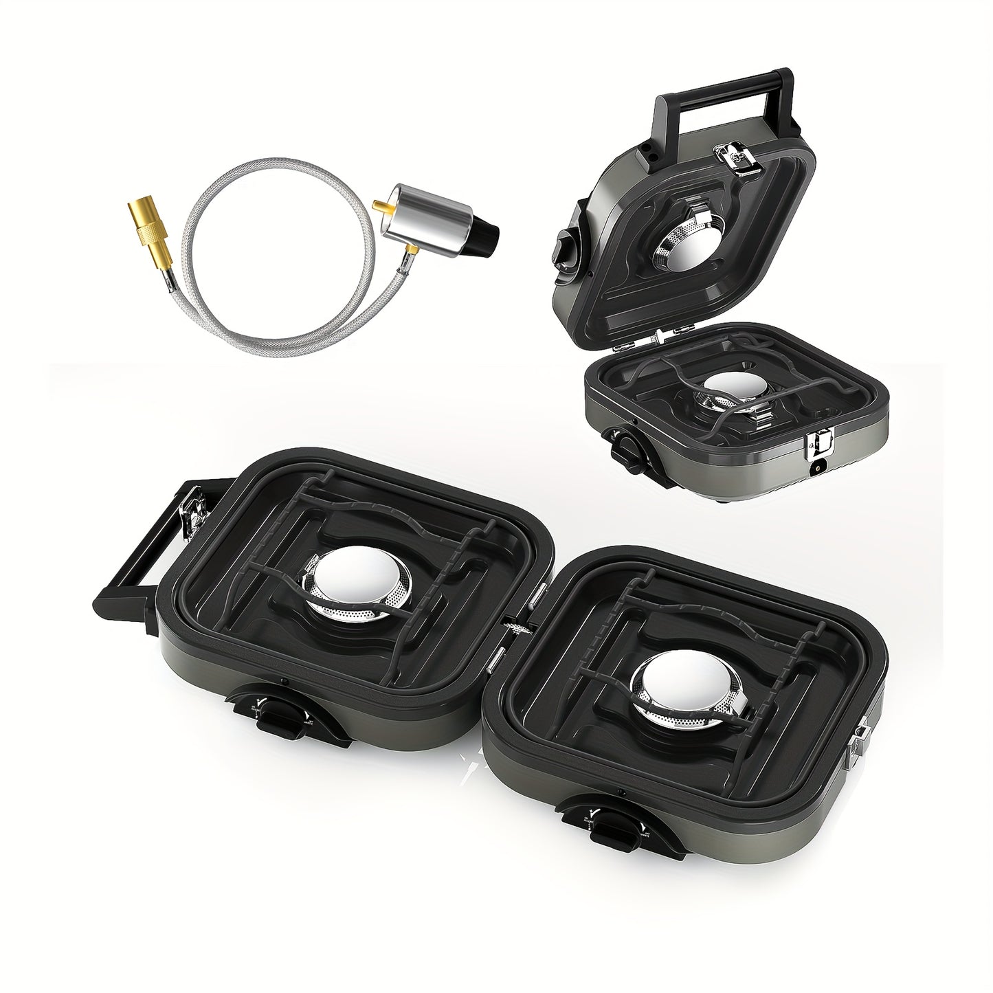 2-Burner Portable Propane Camping Stove - 16000 BTU Adjustable Flames - The Great Earth Store
