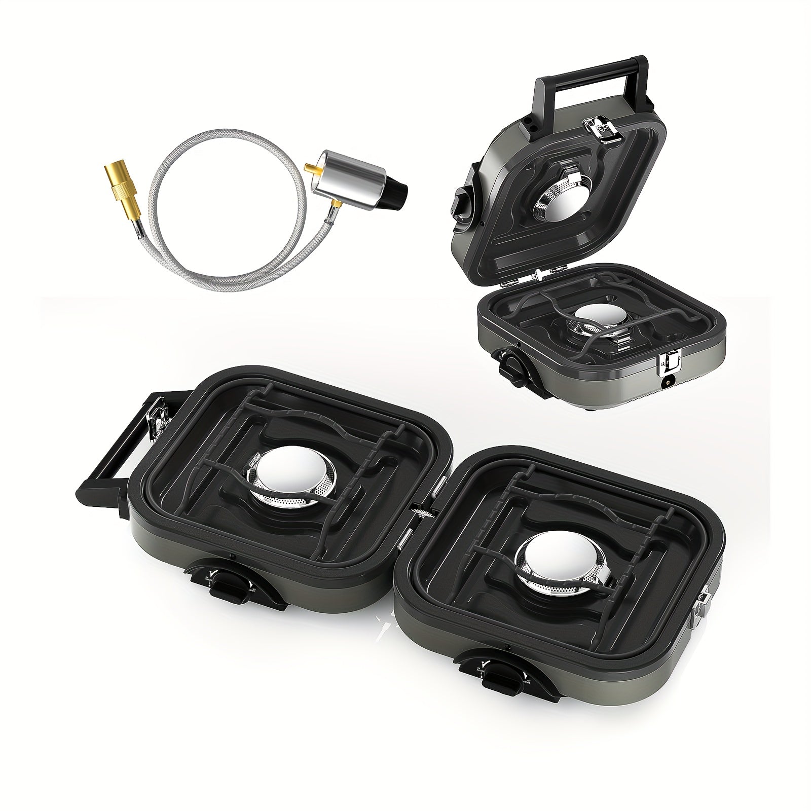 2-Burner Portable Propane Camping Stove - 16000 BTU Adjustable Flames - The Great Earth Store