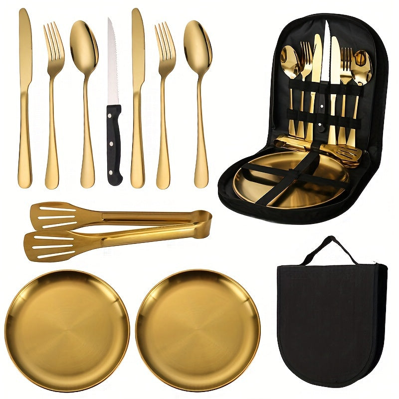 10Pcs Outdoor Stainless Steel Cutlery Set Portable Travel - The Great Earth Store