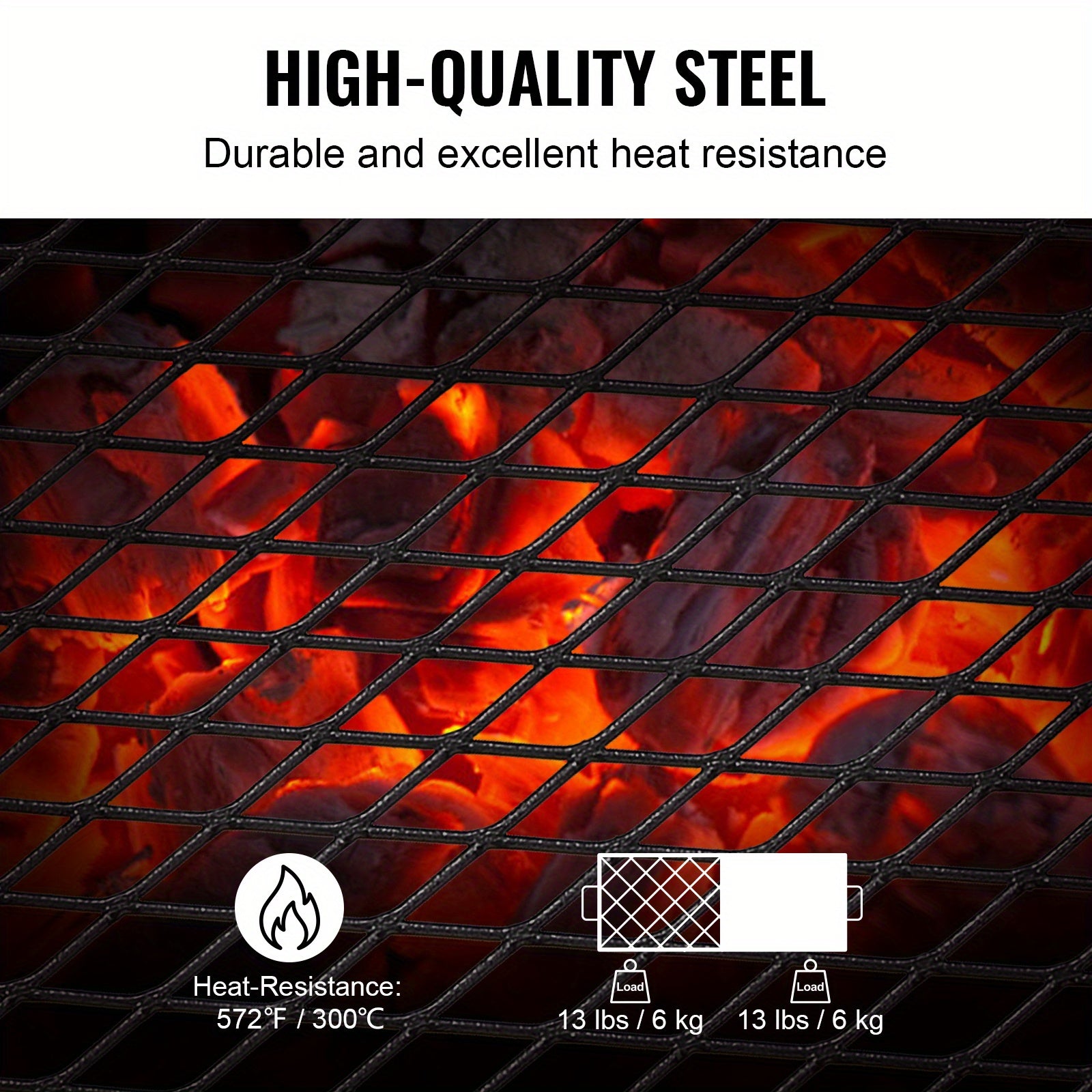 VEVOR Folding Campfire Grill Heavy Duty Steel Mesh Grate - The Great Earth Store