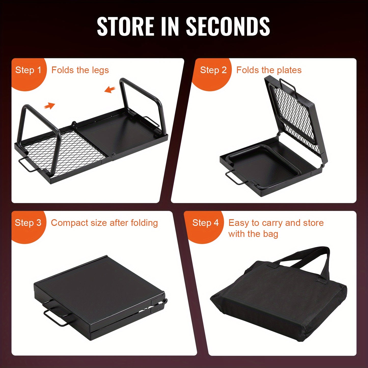 VEVOR Folding Campfire Grill Heavy Duty Steel Mesh Grate - The Great Earth Store