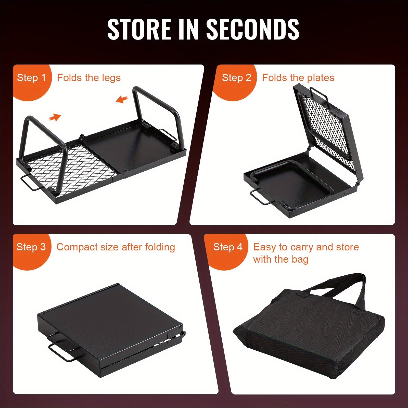 VEVOR Folding Campfire Grill Heavy Duty Steel Mesh Grate - The Great Earth Store