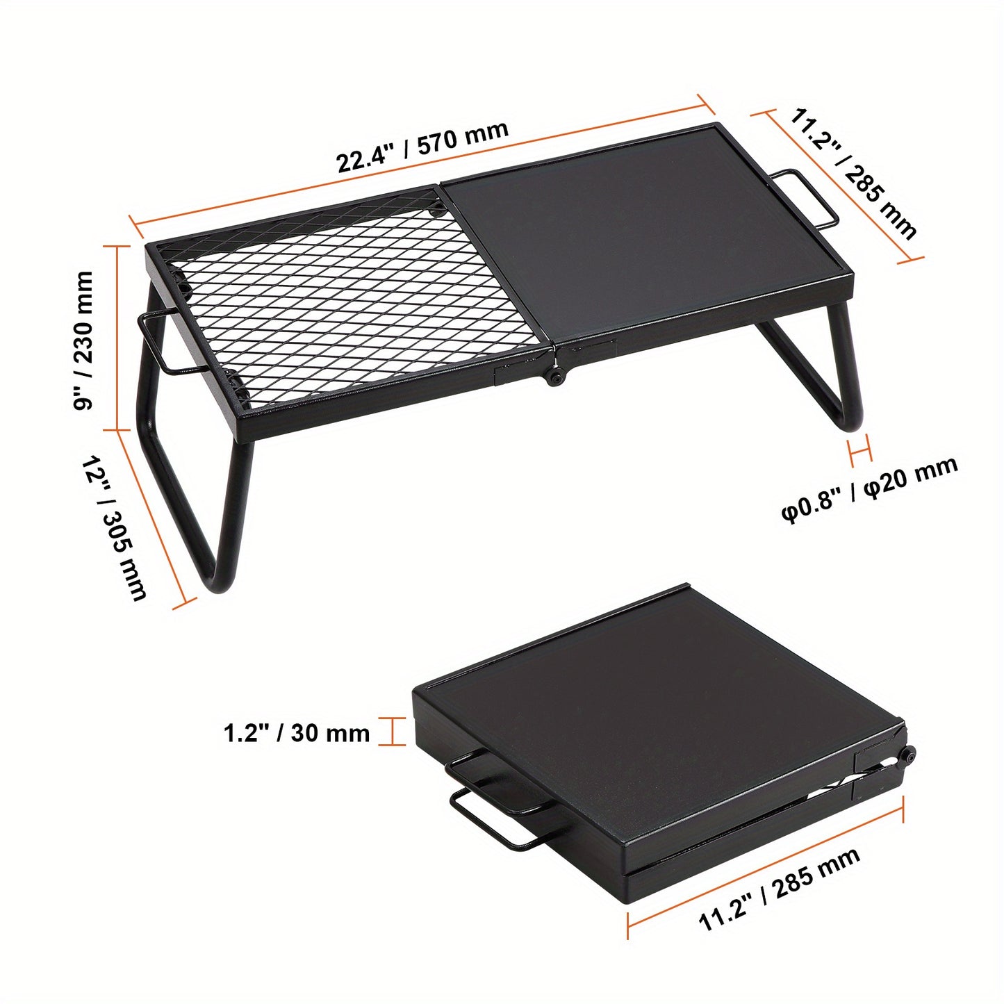 VEVOR Folding Campfire Grill Heavy Duty Steel Mesh Grate - The Great Earth Store