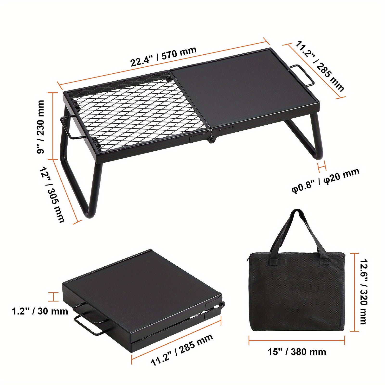 VEVOR Folding Campfire Grill Heavy Duty Steel Mesh Grate - The Great Earth Store