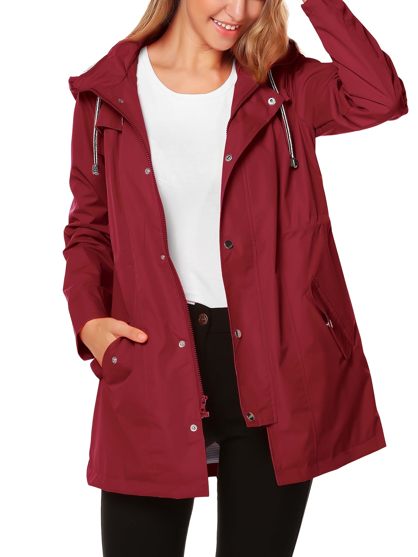 Raincoat Women Waterproof Long Hooded Trench Coats S-XXL - The Great Earth Store