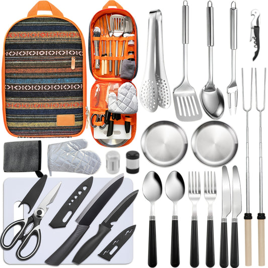 Portable Camping Kitchen Utensil Set 24pcs Essential Gear - The Great Earth Store