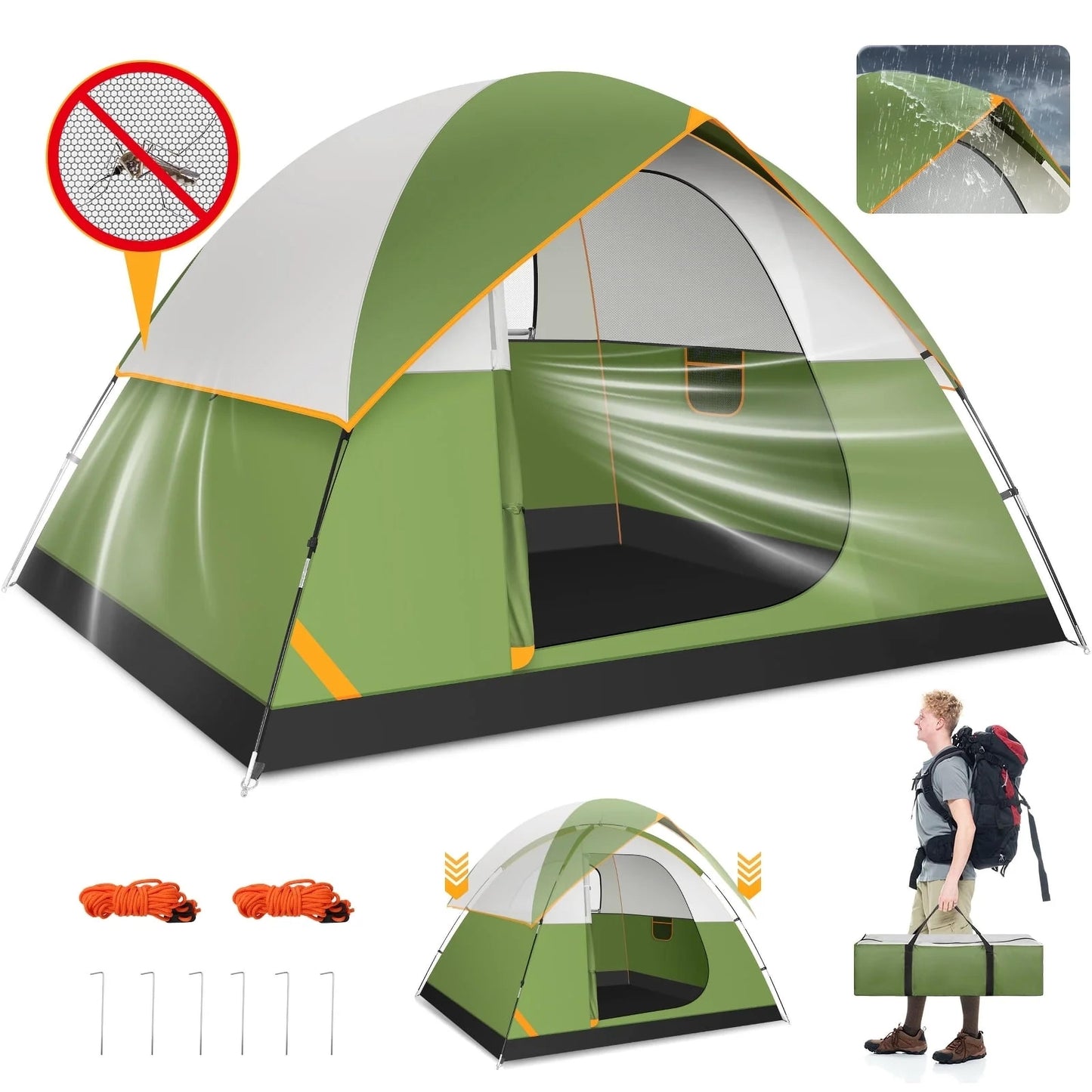 Sanopy 4 Person Easy to Set Up Waterproof Tent for Camping - The Great Earth Store