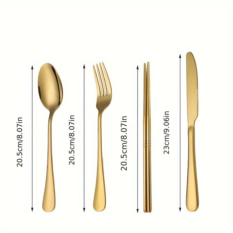 10Pcs Outdoor Stainless Steel Cutlery Set Portable Travel - The Great Earth Store