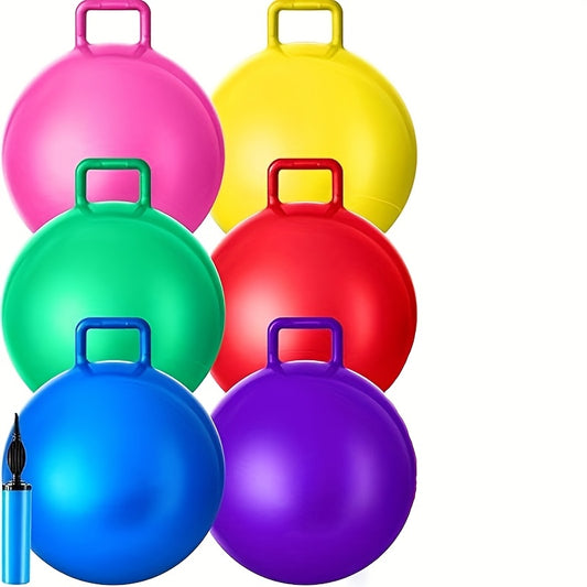 6pcs Hopper Ball Carnival Outdoor Games 15 Inch Jumping Inflatable Bouncing Ball with Handle and Pump - The Great Earth Store