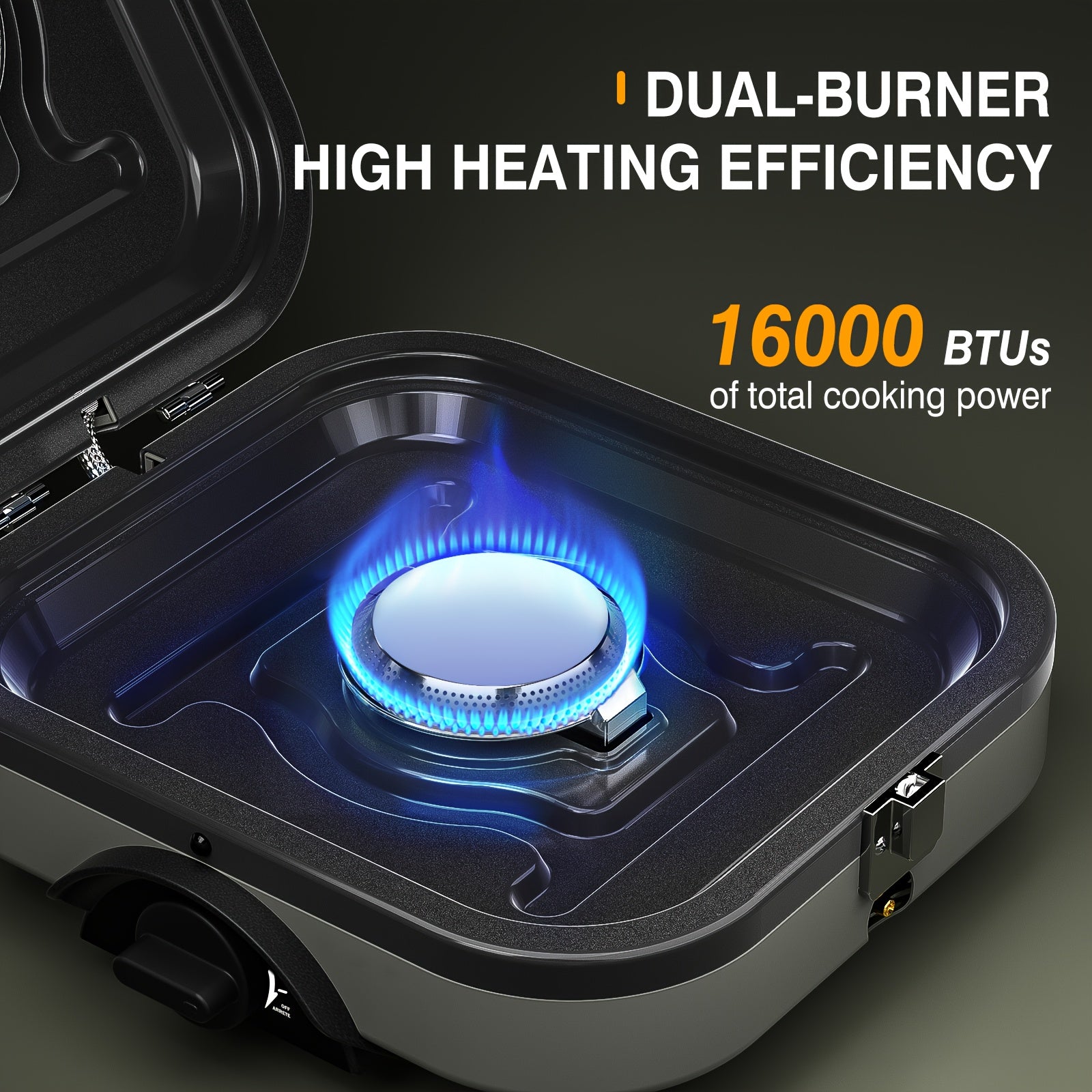 2-Burner Portable Propane Camping Stove - 16000 BTU Adjustable Flames - The Great Earth Store