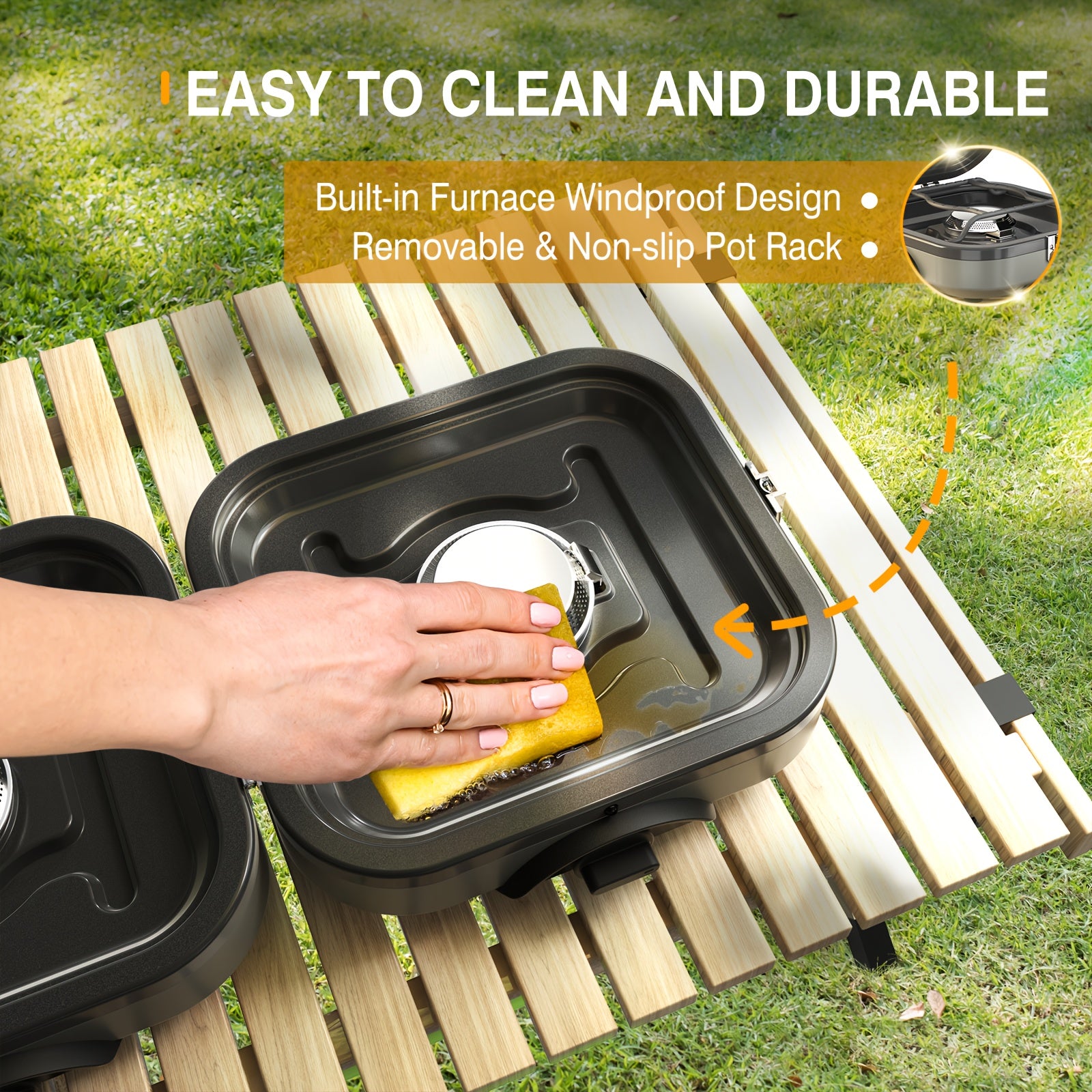 2-Burner Portable Propane Camping Stove - 16000 BTU Adjustable Flames - The Great Earth Store