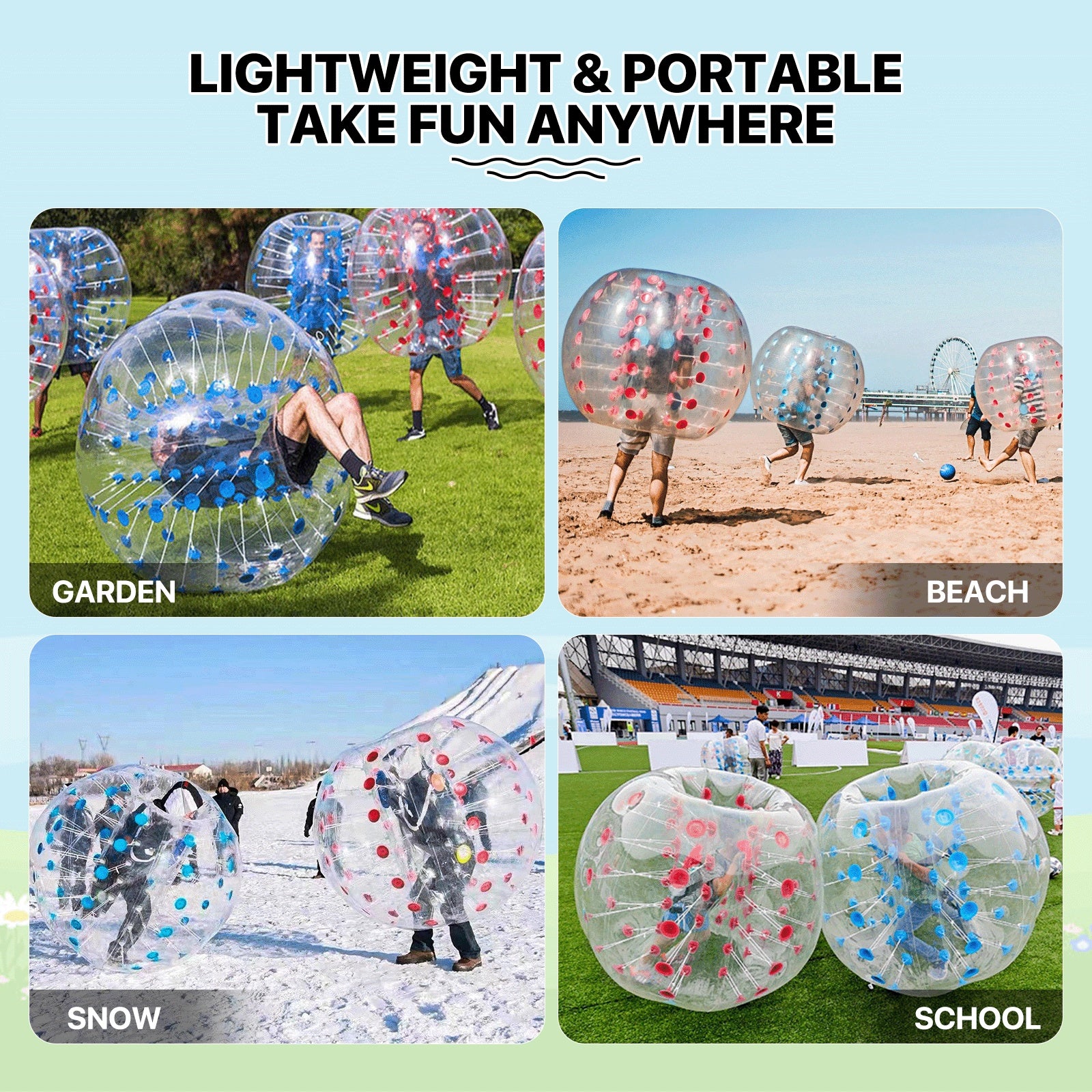 Inflatable Bumper Ball 5ft Bumper Bubble Ball Inflatable Body Zorb Ball for Adults Human Soccer Game Outdoor Activities - The Great Earth Store