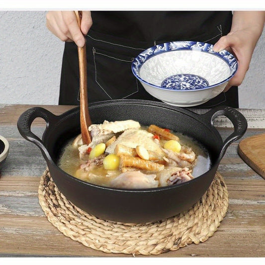 1P/2pcs Cast Iron Wok With Handles Pre-seasoned Non-stick Pan - The Great Earth Store