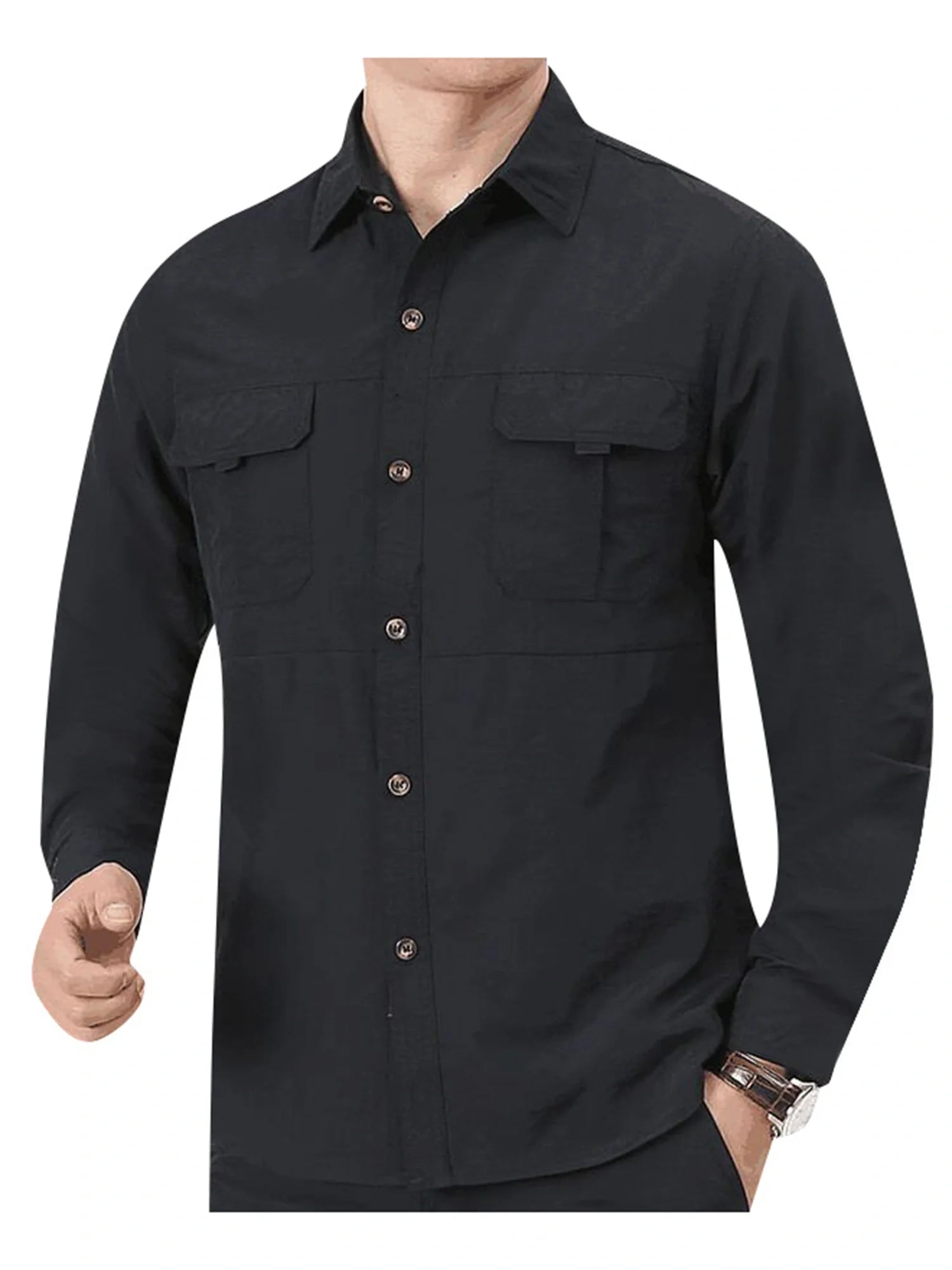 Men's Outdoor Military Style Long Sleeve Shirt Autumn Tactical Multi-Pocket Shirt Durable Breathable Quick-Dry Hiking Shirt - The Great Earth Store
