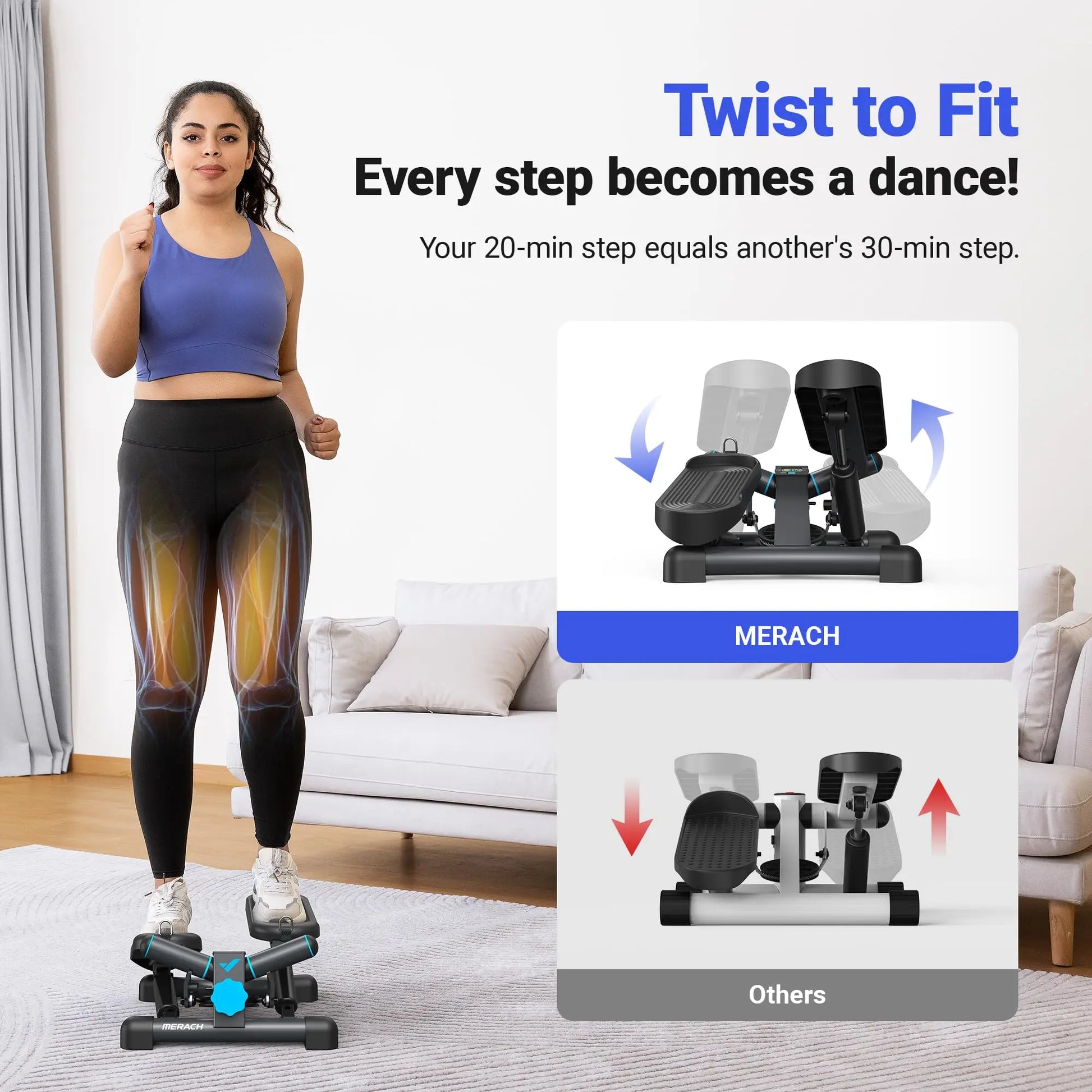 MERACH Mini Stepper for Exercise with Resistance Band 330LBS - The Great Earth Store