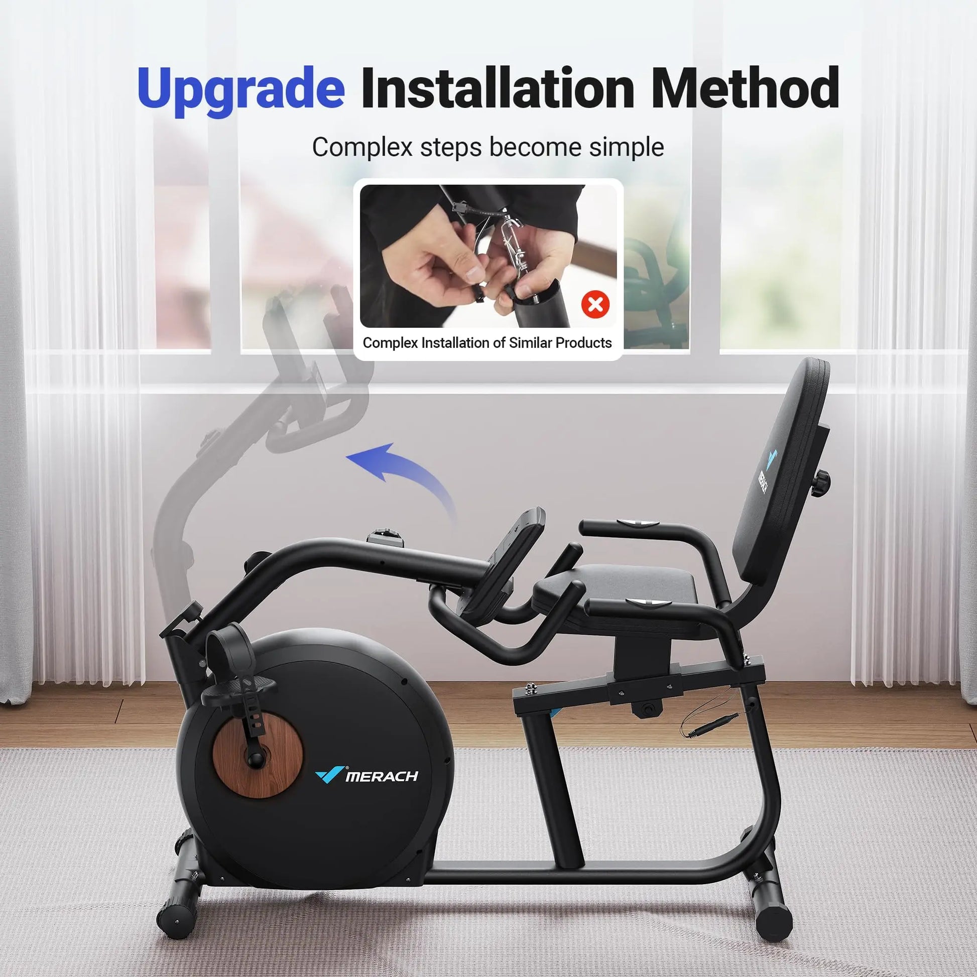 MERACH Recumbent Exercise Bike Home Upgraded Durable Magnetic Stationary Bikes Exclusive App Adjustable Comfort Seat - The Great Earth Store