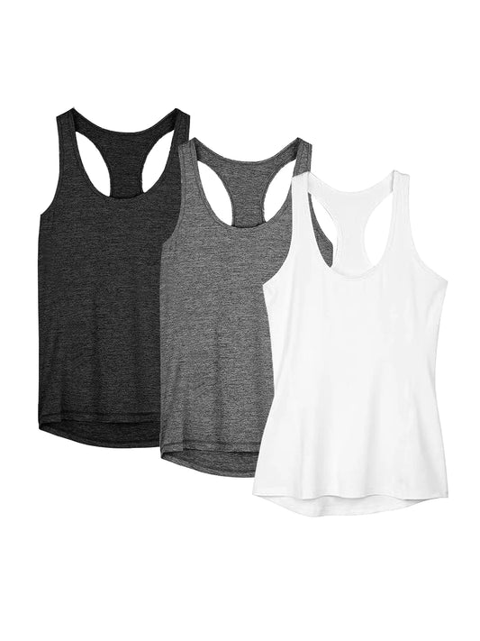 3 Pcs Women Sport Tank Tops Quick Dry Yoga Workout Tops