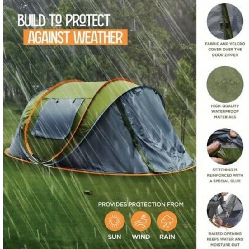 Camping Tent - 4-Person Easy Pop Up Tent with 2 Doors - The Great Earth Store