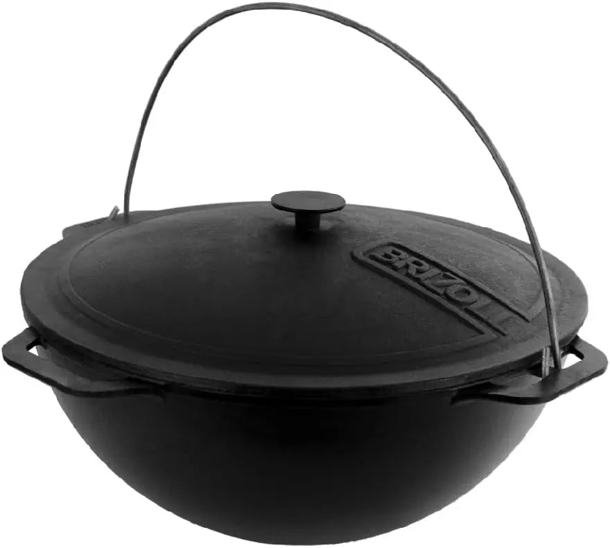 Iron Uzbek Kazan Dutch Oven Pot with Lid 10.5 qt Cooking - The Great Earth Store