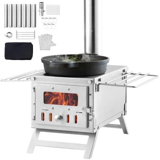 VEVOR Stainless Steel Wood Stove Camping Tent Stove Portable