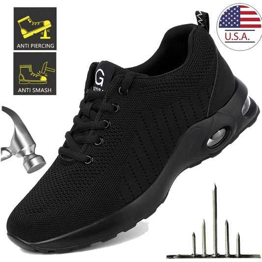 Men Safety Boots With Steel Toe Cap Anti-smash Work Sneakers