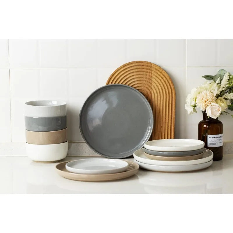 Milkyway Plates and Bowls Set, 12 Pieces Dinnerware Set