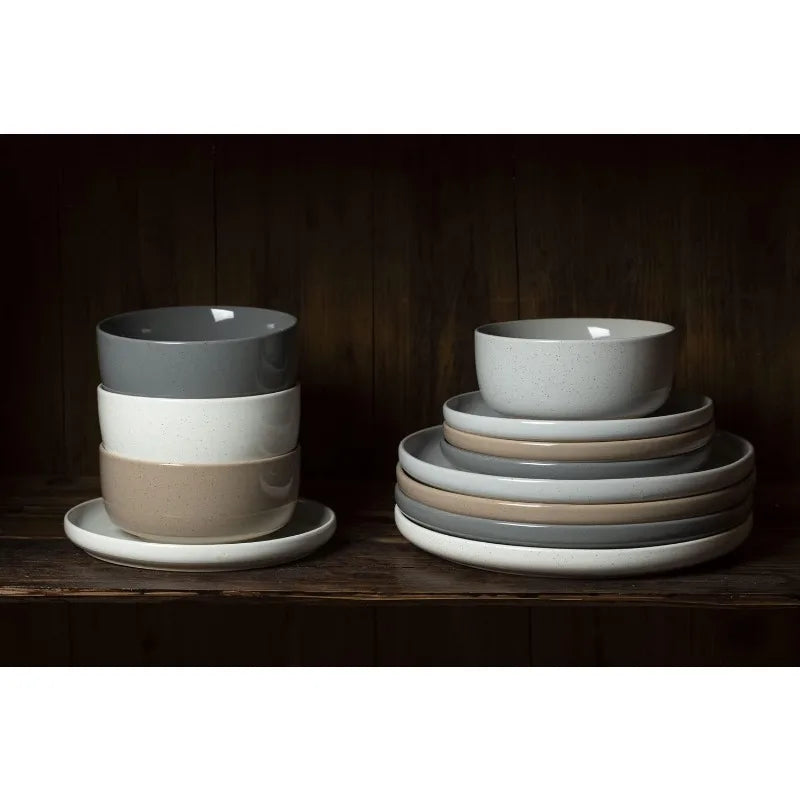 Milkyway Plates and Bowls Set, 12 Pieces Dinnerware Set