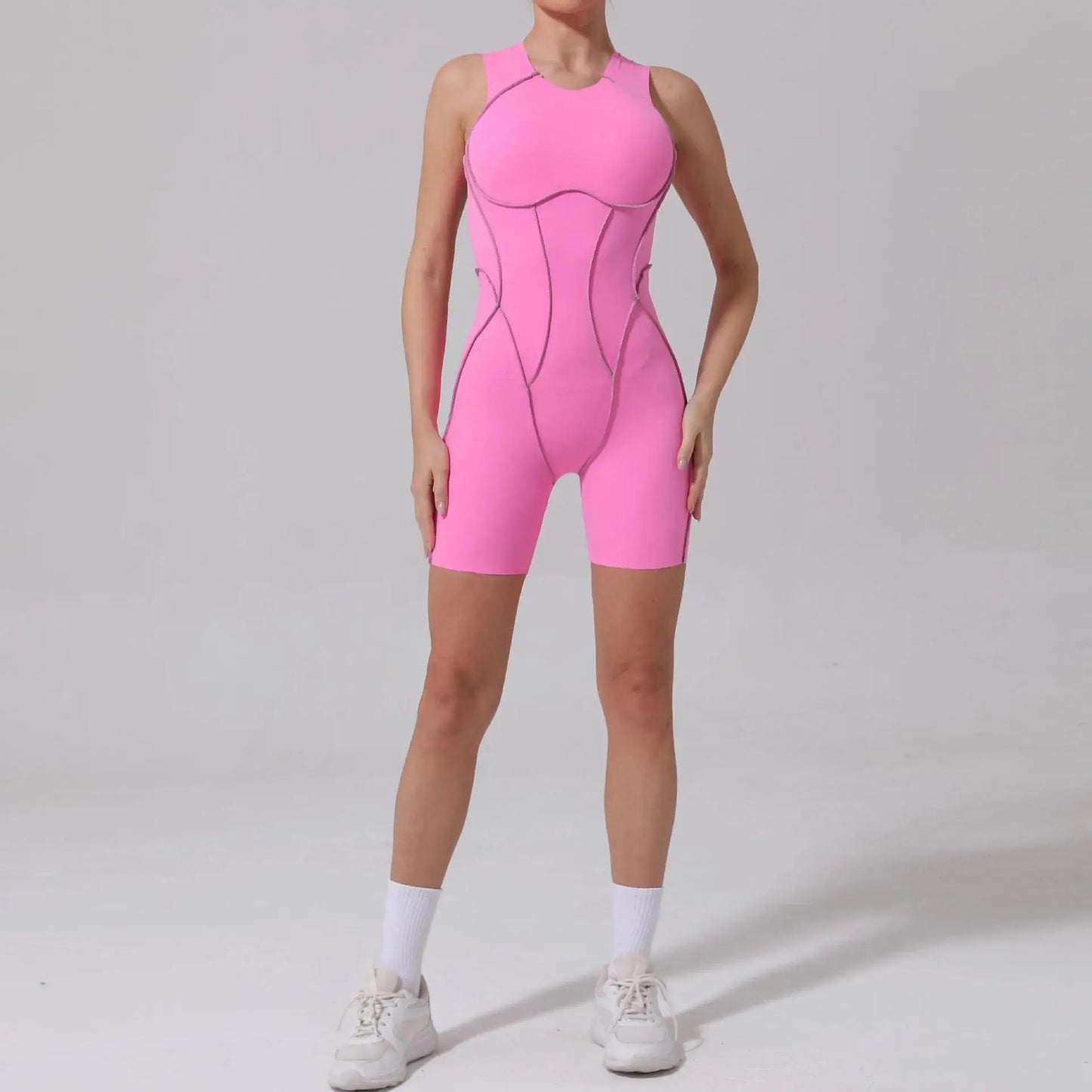 Yoga Jumpsuits Women Sleeveless Patchwork Running One Piece Bodysuit Workout Rompers Overalls Fitness Suit