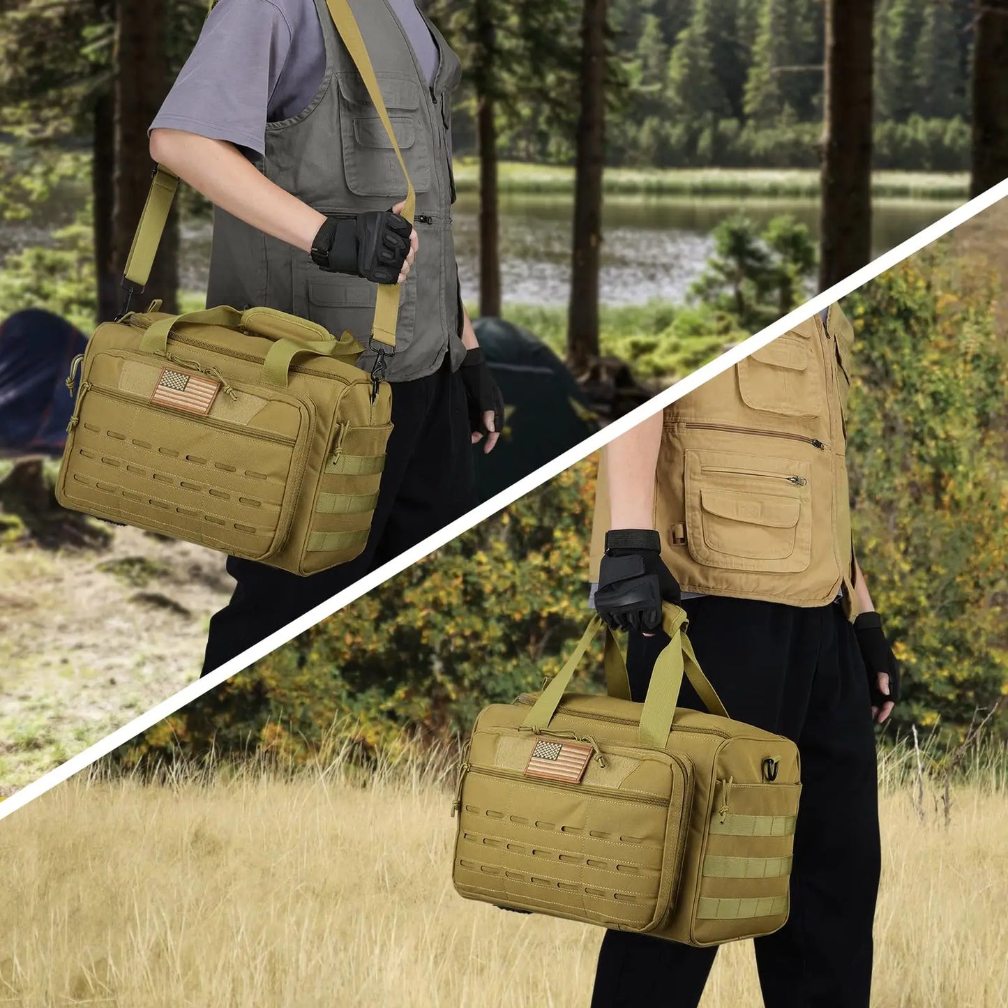 CVLIFE Tactical Gun Range Bag Pistol Shooting Duffle Bag