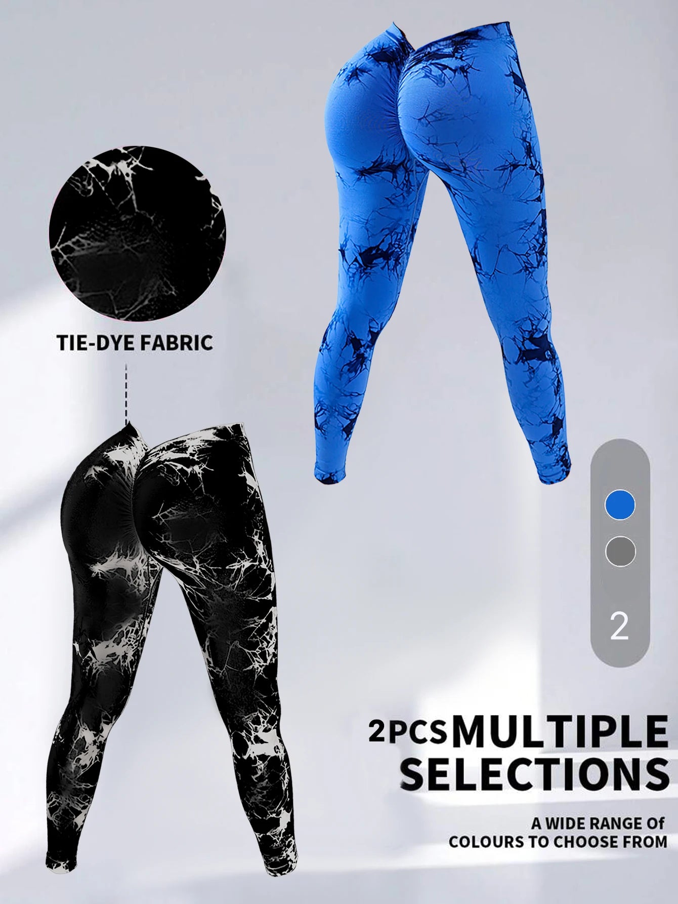 2 Pack US Local Women’s Spandex Tie Dye Butt Lifting Leggings - The Great Earth Store