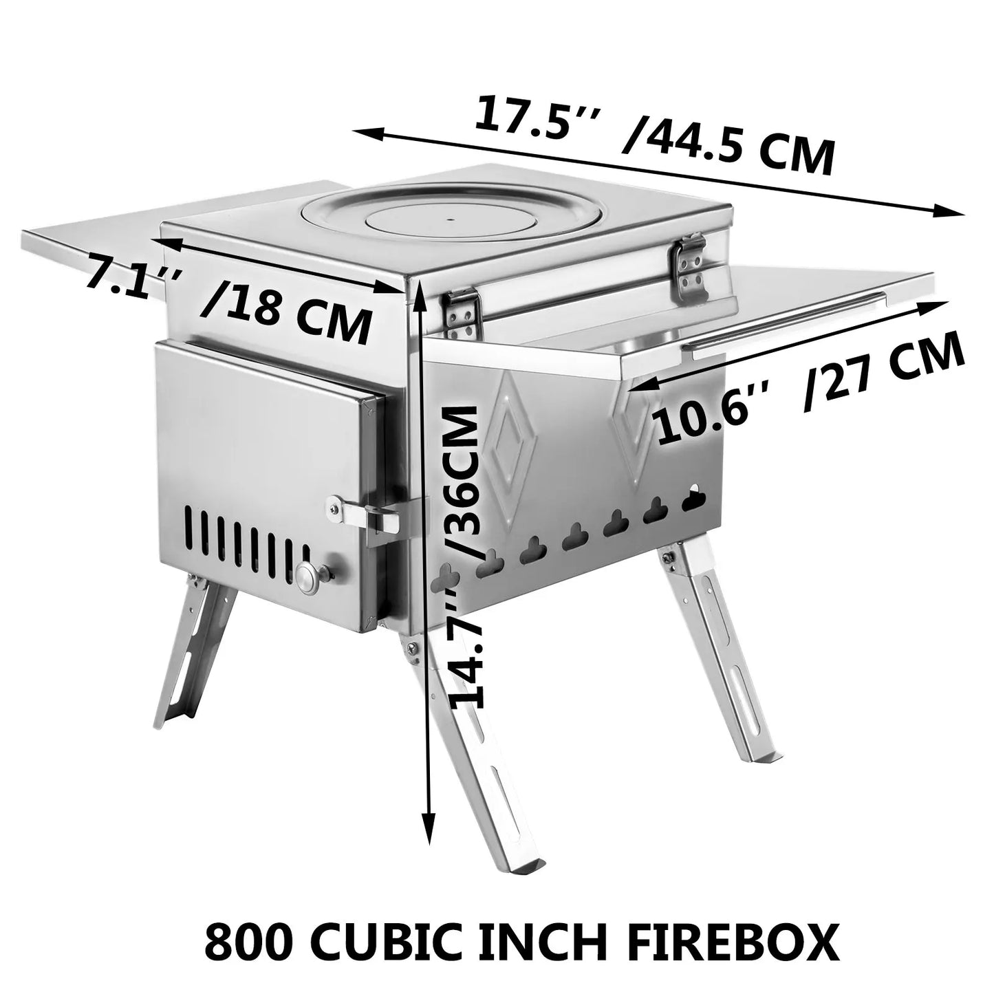VEVOR Stainless Steel Wood Stove Camping Tent Stove Portable