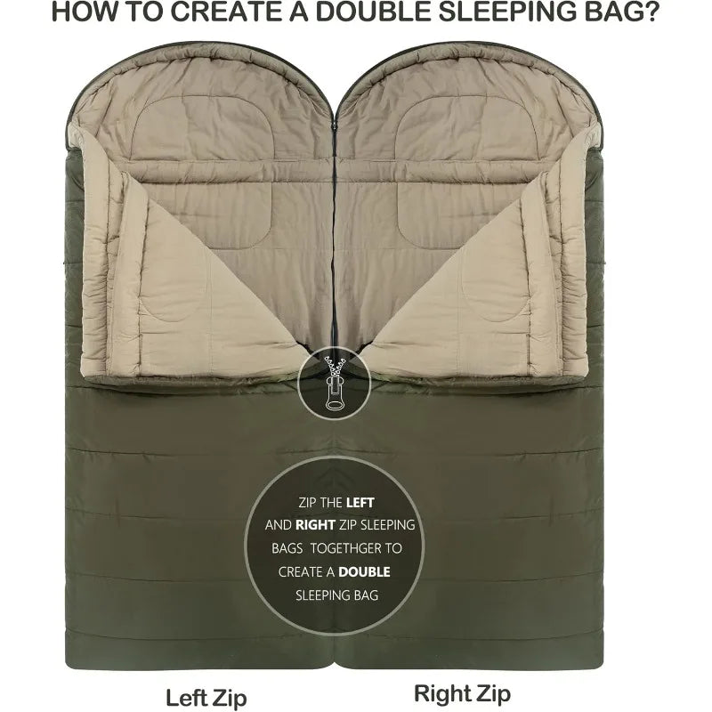 0 Degree Sleeping Bag 100% Cotton Flannel XXL for Adults