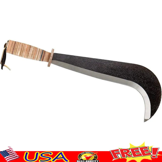 Hand Forged Billhook Machete Austrian Steel Alloy Blade Rugged Tool Leather Handle Classic Design