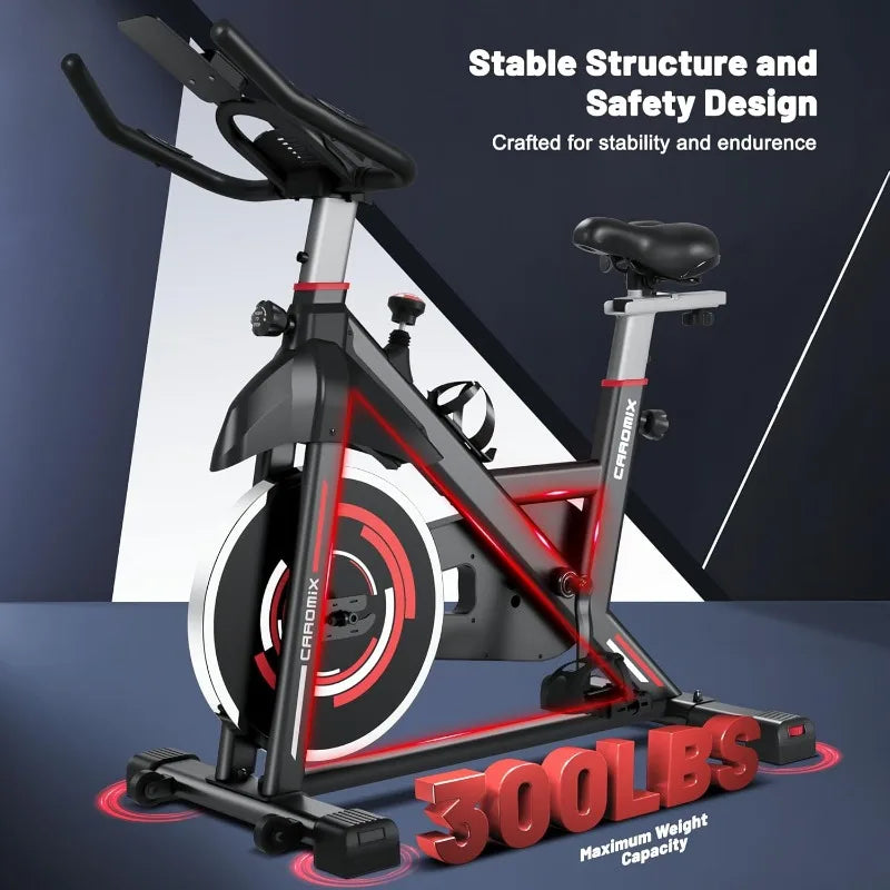 Caromix Exercise Bike Indoor Stationary Bike with Comfortable Seat Cushion - The Great Earth Store