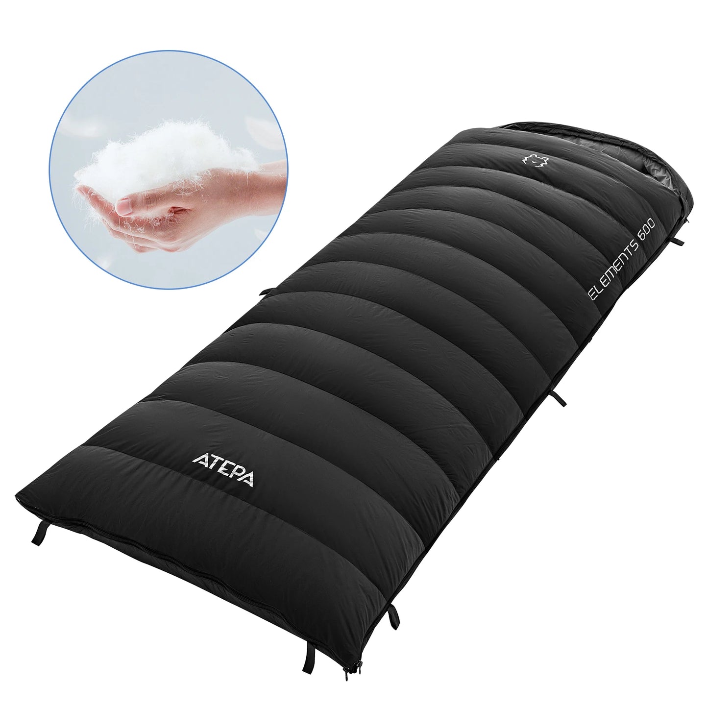 ATEP Single Envelope Hooded Down Sleeping Bag Warm Waterproof
