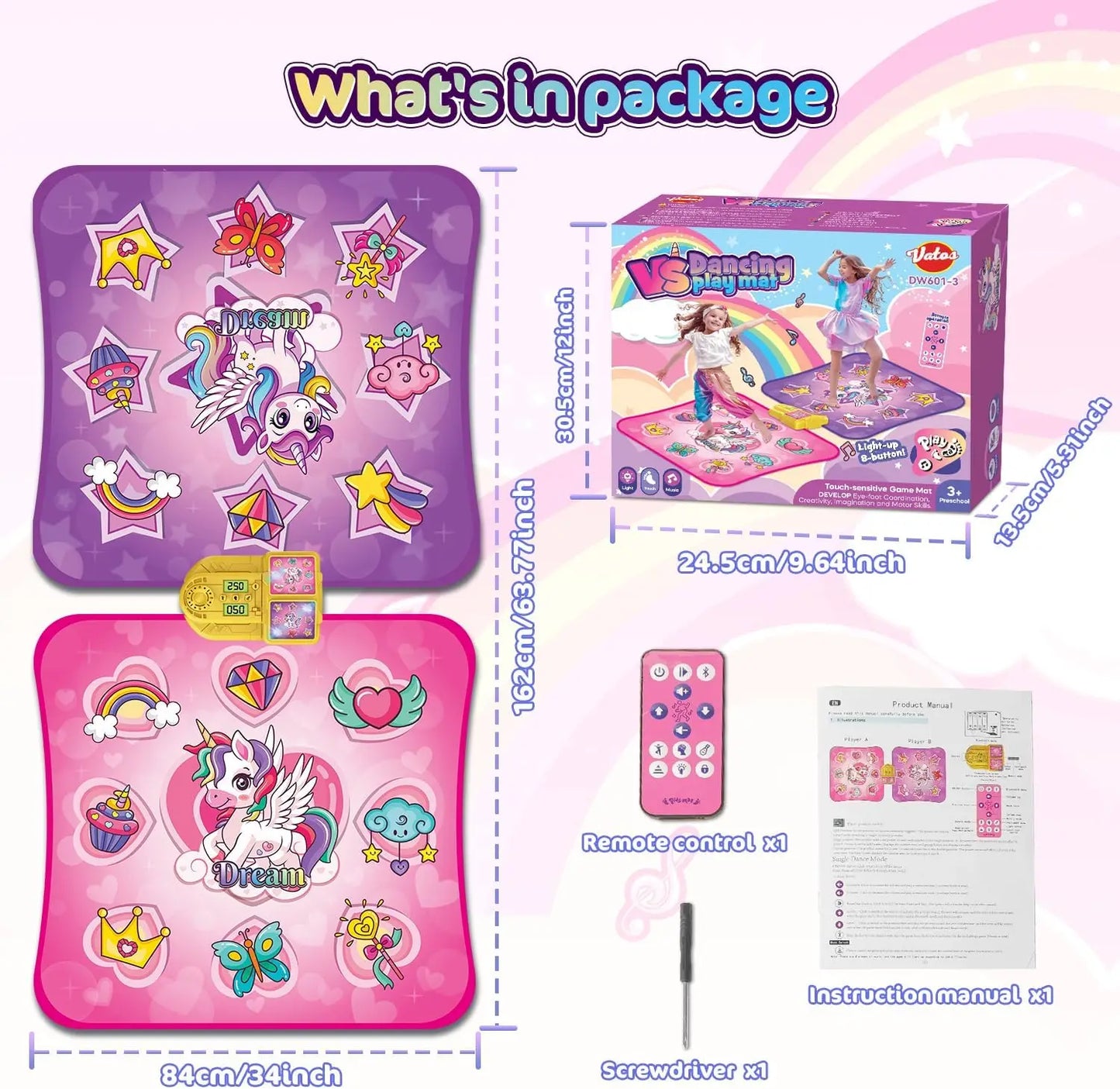 VATOS Unicorn Dance Mat x2 Toys for Girls 9-Level Game - The Great Earth Store