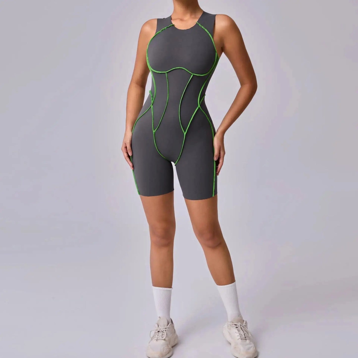 Yoga Jumpsuits Women Sleeveless Patchwork Running One Piece Bodysuit Workout Rompers Overalls Fitness Suit