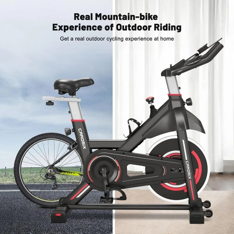Caromix Exercise Bike Indoor Stationary Bike with Comfortable Seat Cushion - The Great Earth Store