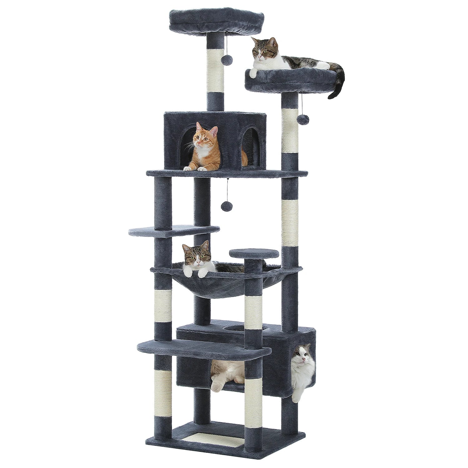 184cm Large Cat Tree and Tower for Indoor Cats with Hammock - The Great Earth Store