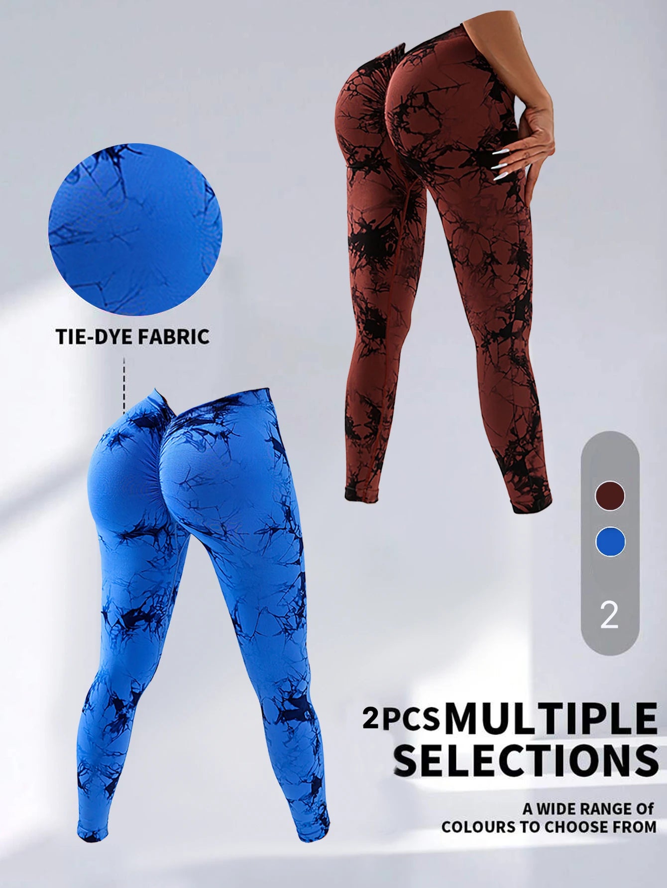 2 Pack US Local Women’s Spandex Tie Dye Butt Lifting Leggings - The Great Earth Store