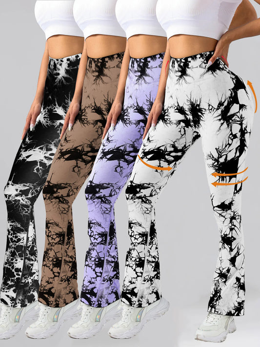 4 Pack US Local Women's Tie-Dye Flared Yoga Pants - The Great Earth Store