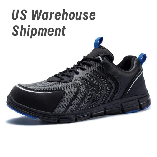 SPIEZ Men's Safety Shoes, Composite Toe, Non-Slip, Black