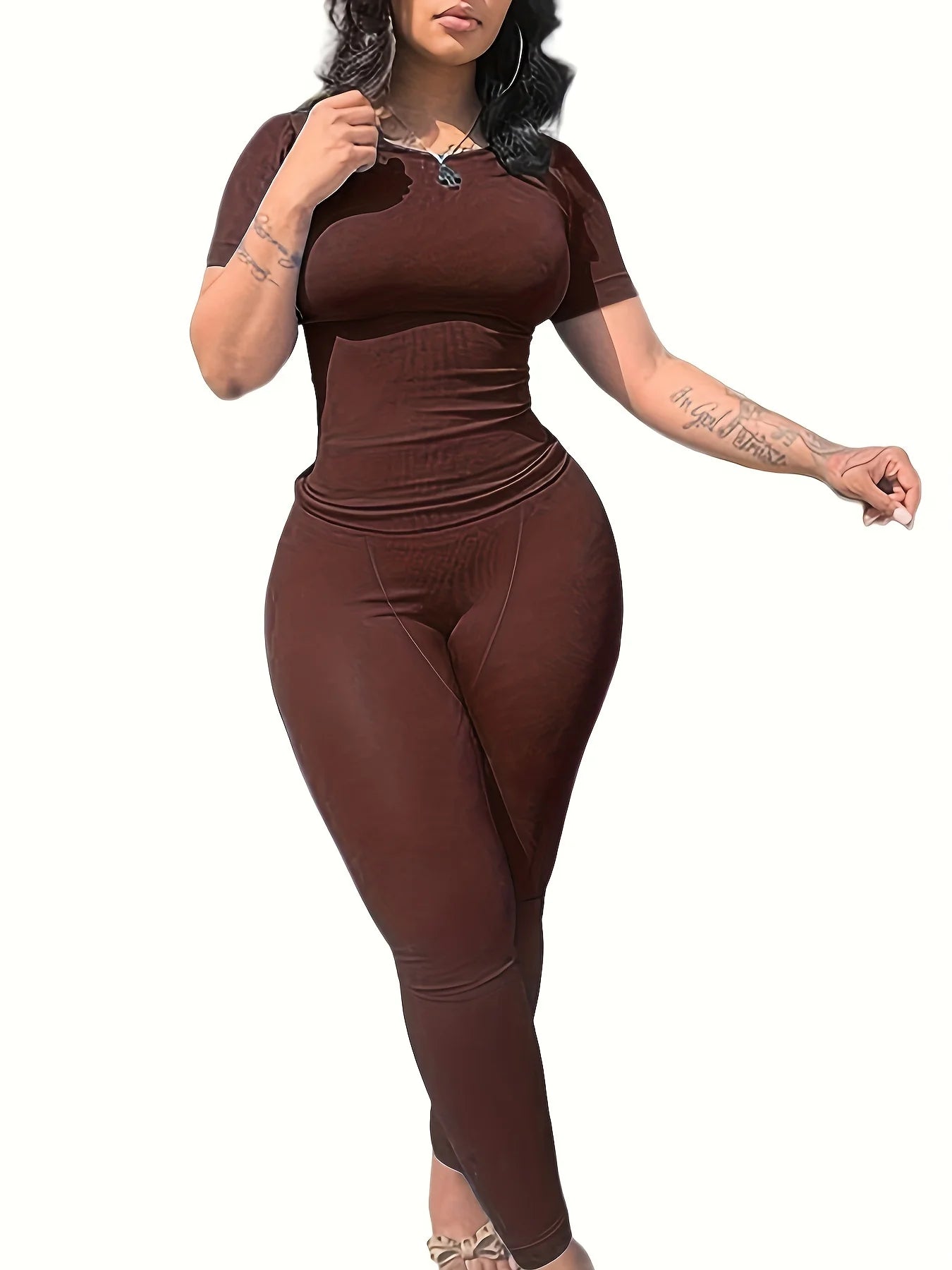 US STOCK Casual Workout Sets Short Sleeve Two Piece Outfits - The Great Earth Store