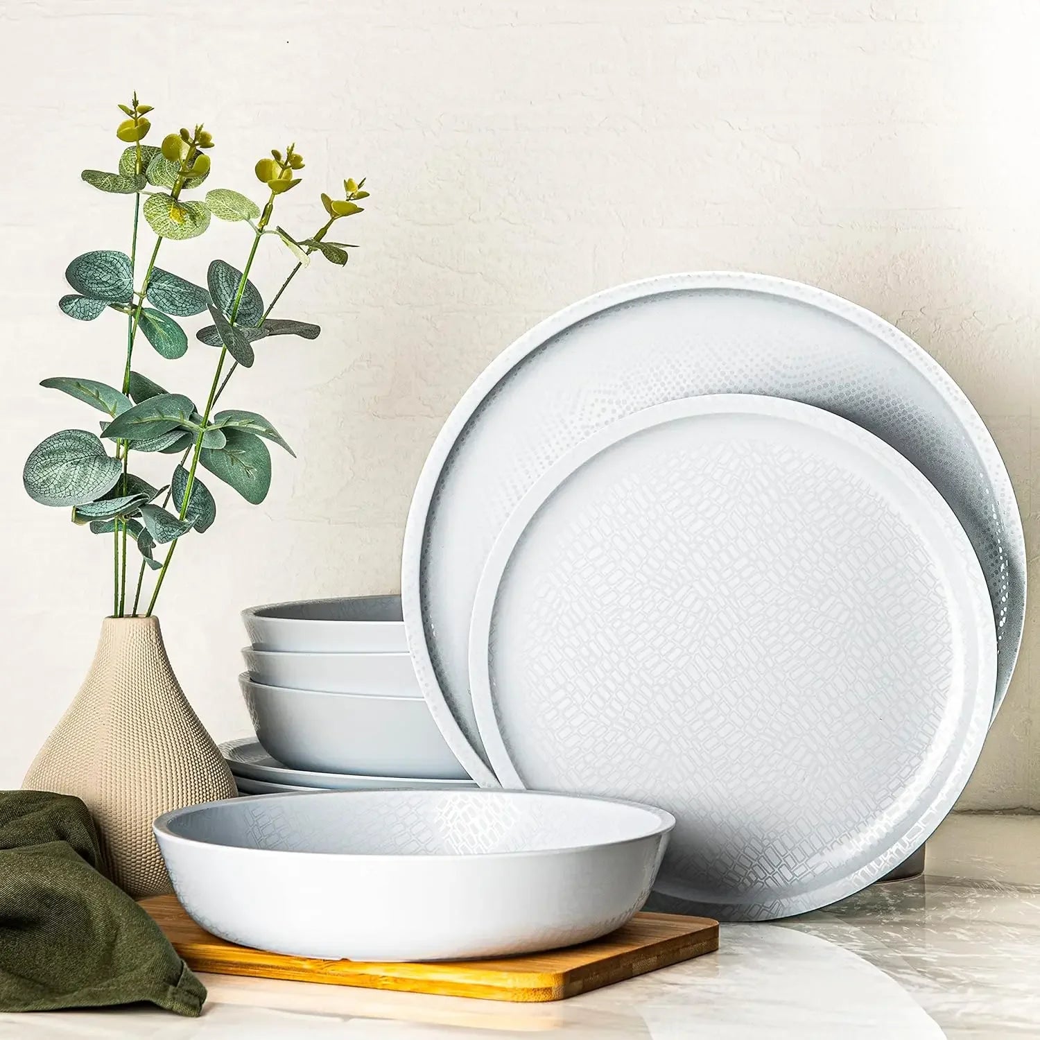 12 Piece Melamine Dinnerware Set - Durable Spidy Blue - The Great Earth Store