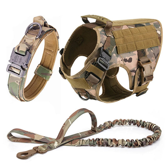 Large Dog Harness Collar Leash Set Military Dog Harnesses
