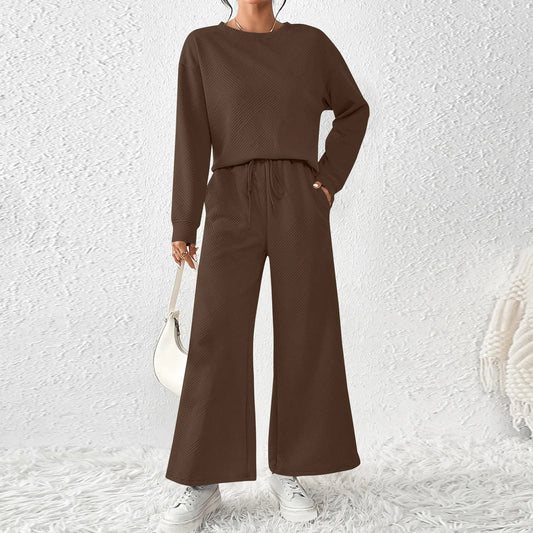 Autumn Winter Suit Solid Color Pants Sets Women Loose Long Sleeve