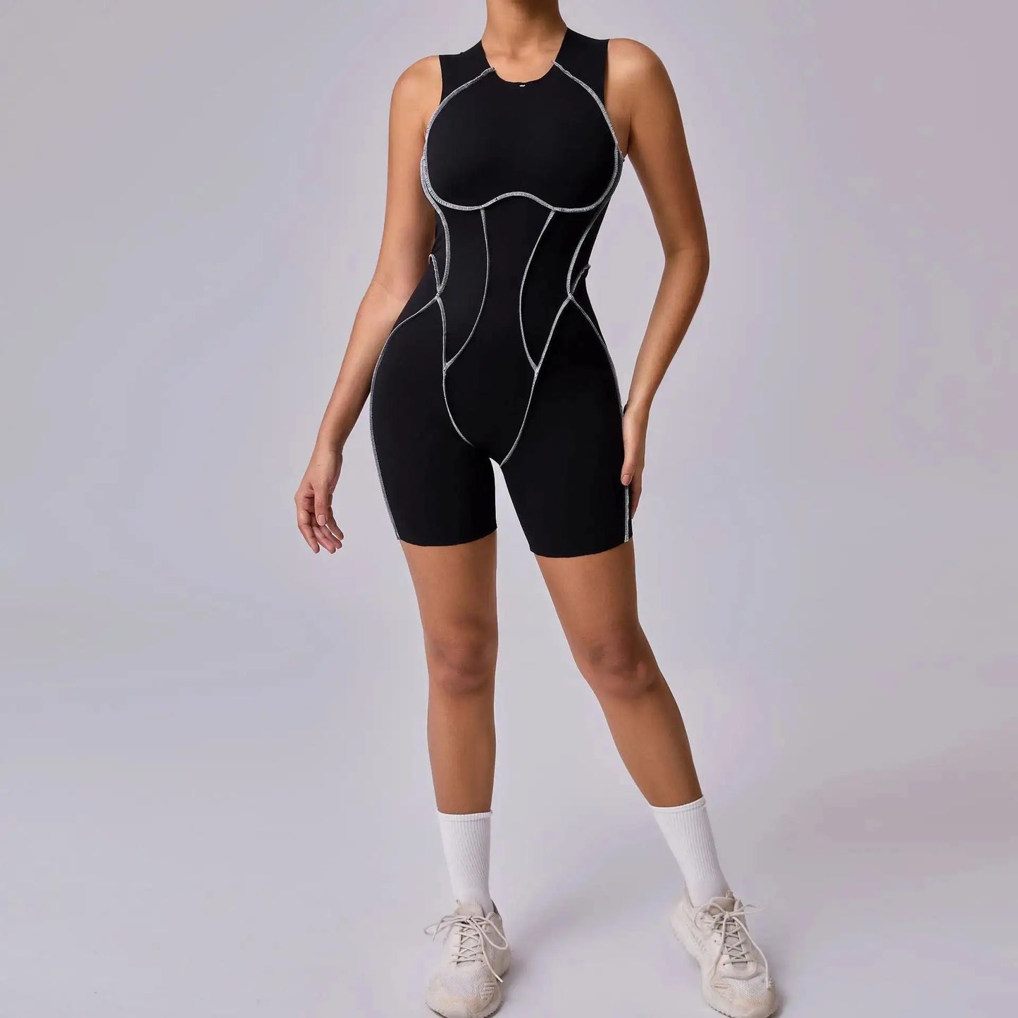Yoga Jumpsuits Women Sleeveless Patchwork Running One Piece Bodysuit Workout Rompers Overalls Fitness Suit