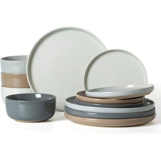 Milkyway Plates and Bowls Set, 12 Pieces Dinnerware Set